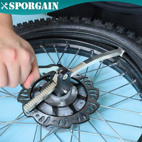 Image of SporGain Dirt Bike Tire Changing Tool Kit, Portable Tire Mounting Stand for 16 inch-21 inch Wheels, Fits 10-25mm Axles, Heavy-Duty Steel Construction, Foldable Design