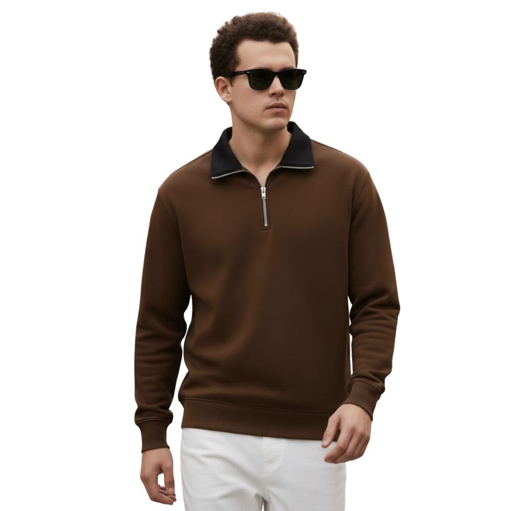 unstd Plus Size Men Sweatshirt for Men Half Zip Cotton Winter Wear-picture-33