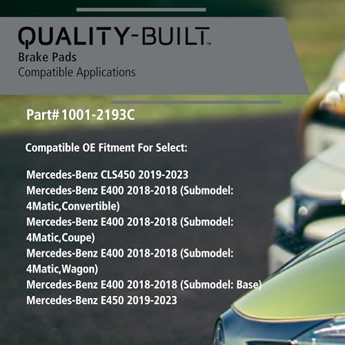 Image of QUALITY-BUILT Rear Ceramic Brake Pads, Premium 1001-2193C, Compatible with 2018-2023 Mercedes-Benz (CLS450, E400, E450)
