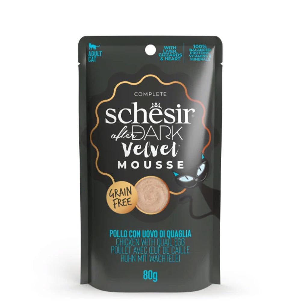 Schesir After Dark Velvet Mousse Chicken with Quail Egg Adult Cat Wet Food - 80 gm | Pack of 12 (B0D989LXYR) Amazon Price History, Amazon Price Tracker
