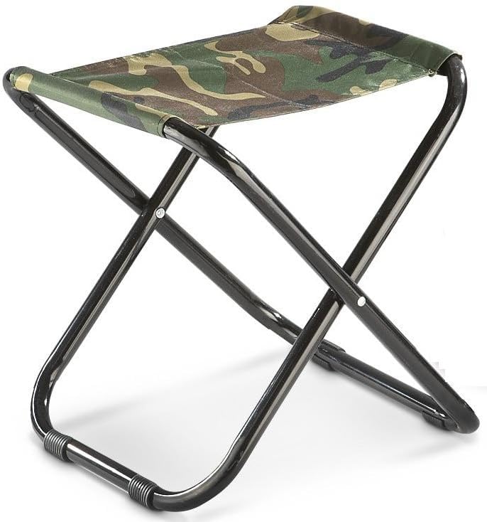 CSS ® Army Heavy Duty Folding Camping Stool, Outdoor Lightweight Small Chair for Camping, Fishing, Picnic, Travel and Hiking Camping BBQ Beach - 17.5" Height, Army Green -1 PC