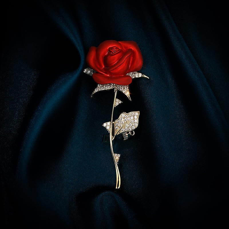 Image of Red Rose Flower Brooches and Pins for Women Costume Jewelry Brooch Pins Broches Jewelry for Women Elegant Lady Pin