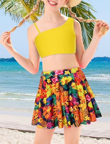 Image of RAISEVERN Girls Swimsuit 3 Piece Bathing Suits Cute Swimwear for 5-12 Years