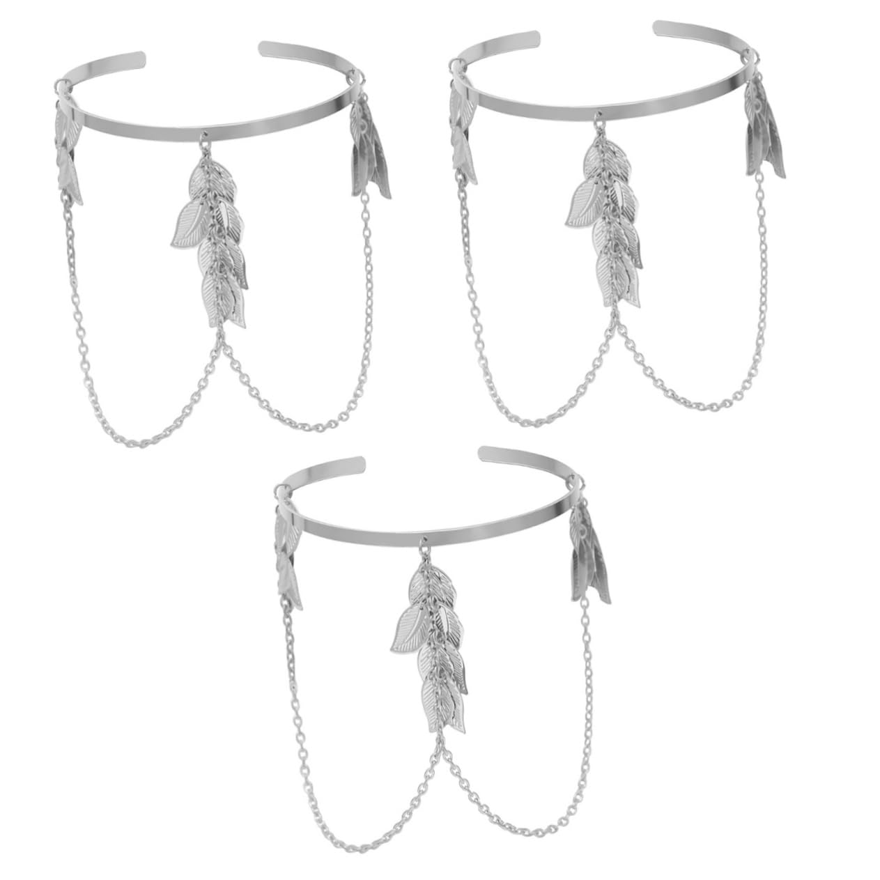 GALPADA 3 Piezas Brazalete Colgante De Cadena Con Borla De Hoja Geométrica Parte Superior Del Brazo Pulsera De Brazo Superior Brazalete De Pan Joyería Nupcial Decorar Novia Abrir