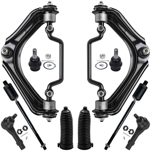 Image of Detroit Axle - 10pc Front Suspension Kit for 2002 2003 Ford Explorer Mercury Mountaineer [4.0L], 2 Upper Control Arms with Ball Joint 2 Lower Ball Joints 4 Inner Outer Tie Rods 2 Boots Replacement