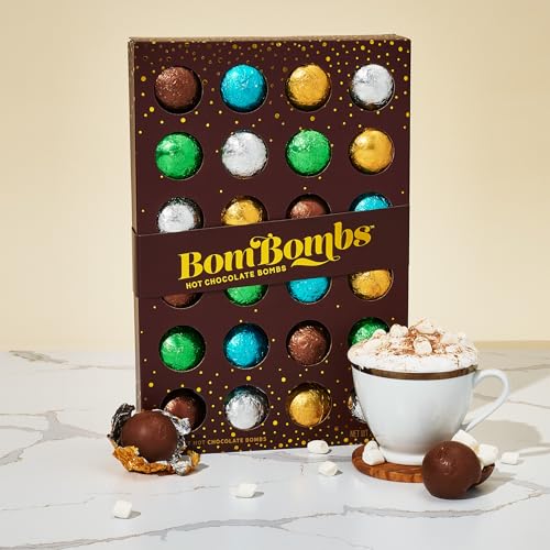BomBombs, Heiße Schokoladenbomben, Enthält Fudge Brownie, Karamell, S’Mores, Cookies & Cream und Pfefferminz-Kakaobomben gefüllt mit Marshmallows, 24er-Set