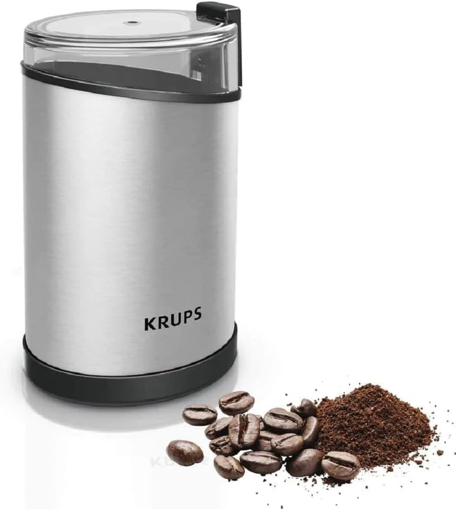 KRUPS Molinillo de Café Fast-​Touch, Cuchillas de Acero Inoxidable, Molido Rápido y Uniforme, Capacidad 85 g, Molido con un Solo Toque, Seguro, Versátil, Fácil de Verter, GX204D10