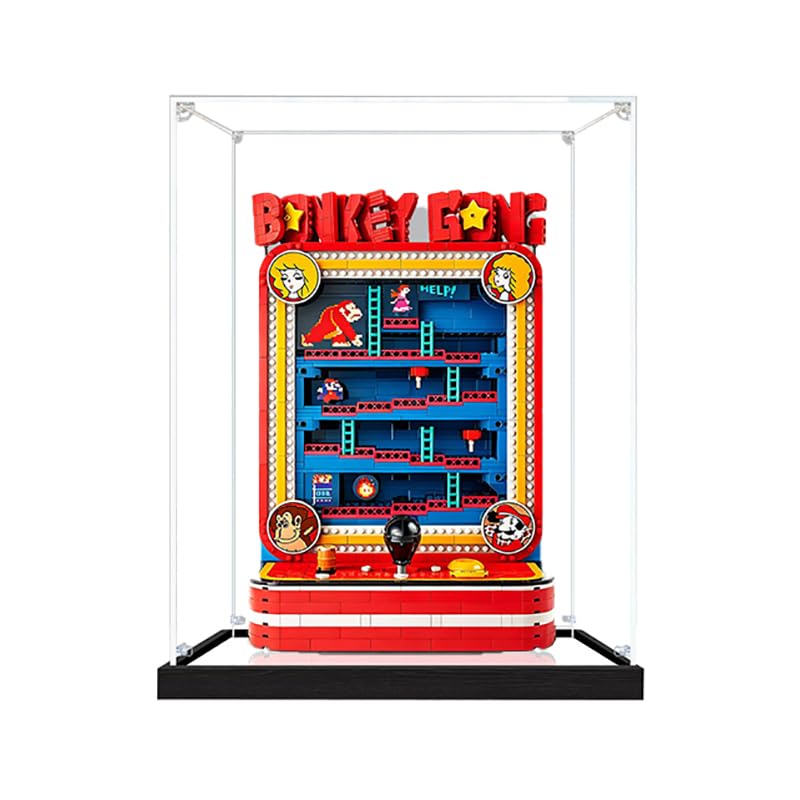 Acrylic Display Case Compatible with LE*GO 72051 Donkey Kong Arcade Machine, Clear Dustproof Protective Showcase(Model Not Included)，Mirror-3mm