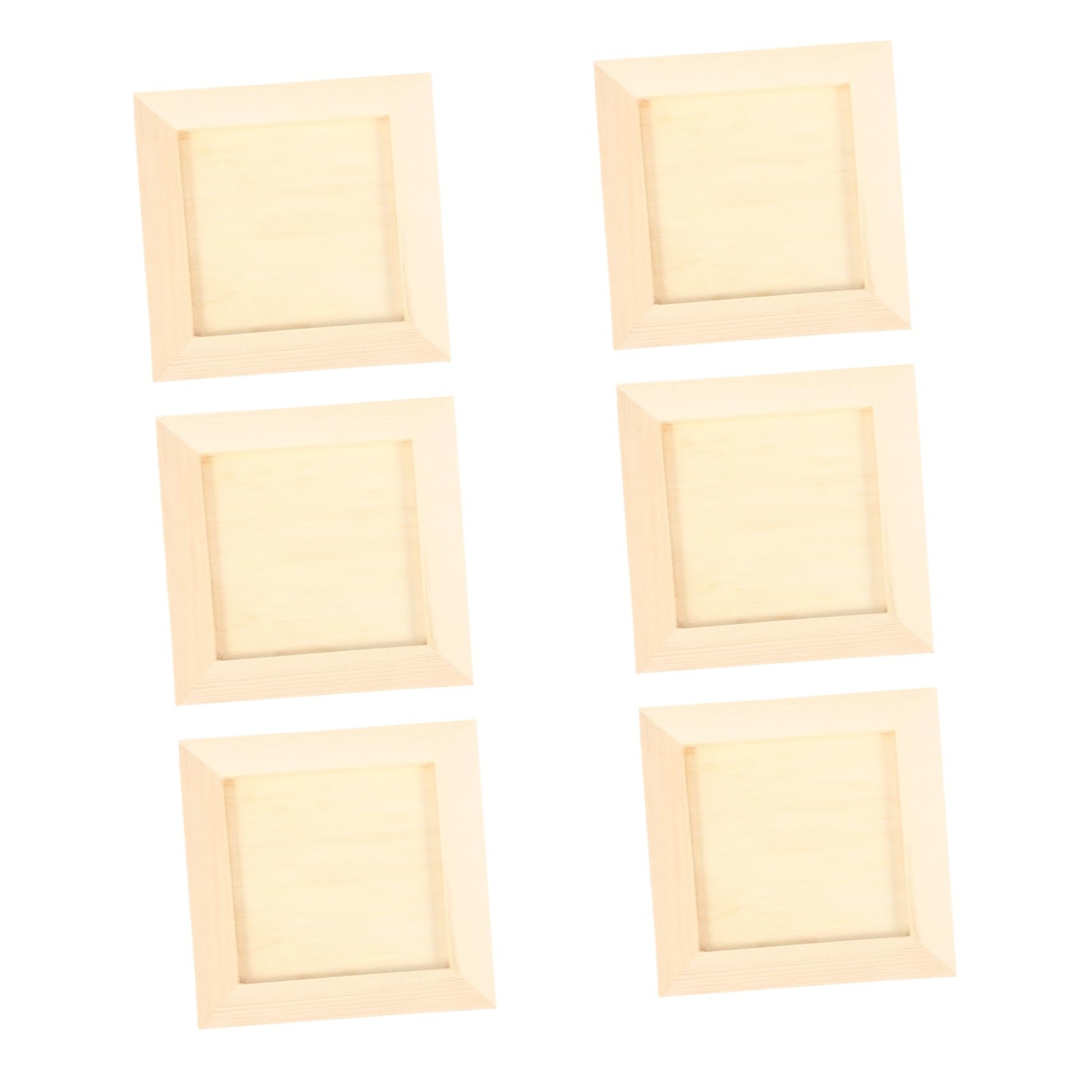 IWOWHERO DIY Wooden Photo Frame for Boys and Girls 6 Pcs Clay Artwork Holders DIY Painting Frame Natural Simplicity