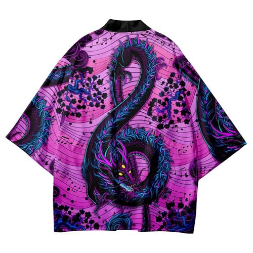 Image of Women's and Men Kimono Cardigan Japanese Long Sleeves Lightweight Open Front Coat Tops