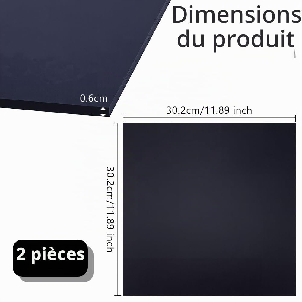 OLYCRAFT 2pcs feuille de Plastique ABS Noir Texturé de 30x30cm Épaisseur 6mm Thermoformable Carrée Formable Sous Vide Panneaux en Plastique Noir pour la Construction Maquettes Bricolage