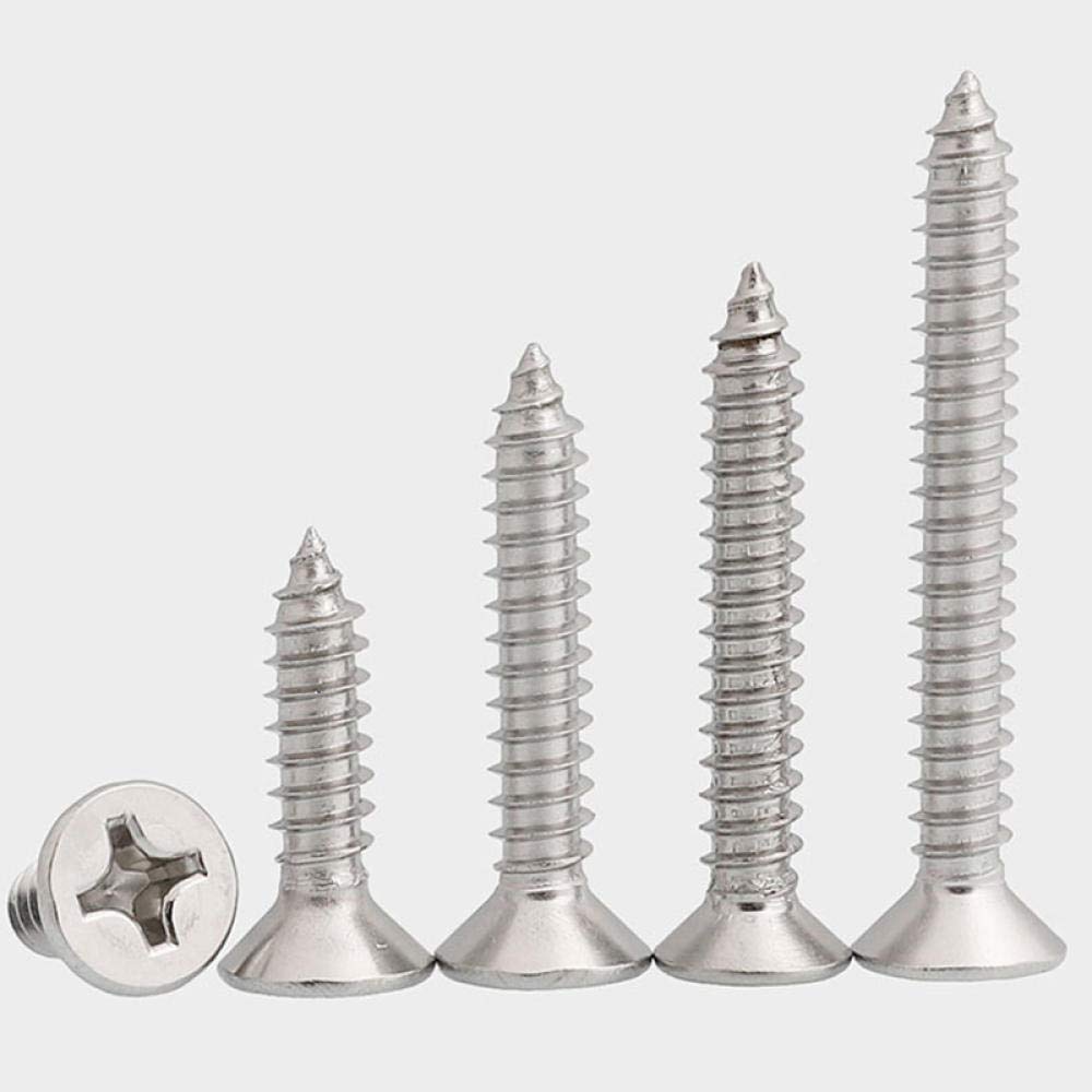 100 Viti M2 X 10mm In Acciaio Inox 304 - Testa Svasata, Autoperforanti Per Legno