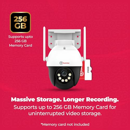 Image of Trueview WiFi 3MP Mini Pan-Tilt-Zoom CCTV Camera | STQC Certified | Indoor & Outdoor Security Camera | Color Night Vision | Cloud & SD Card Storage up to 256GB | Two-Way Talk