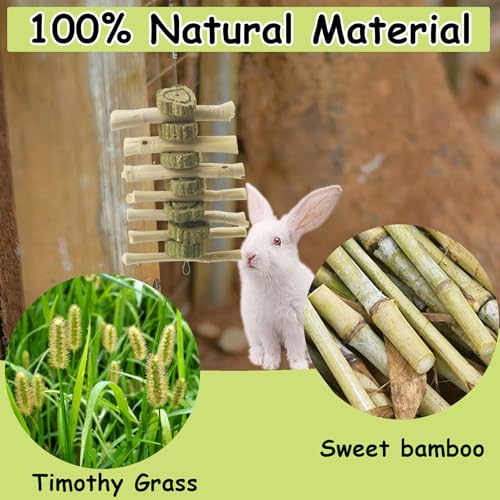 Image of Natural Sweet Bamboo Grass Cake for Grinding Teeth,Rabbit Chew Toys Snack Hanging Guinea Pig Cake Toys String for Bunny,Chinchilla,Guinea Pigs,Squirrel,Gerbil (4PCS)