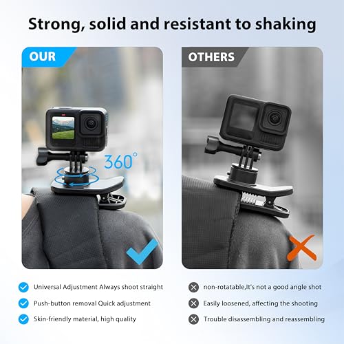 Image of STARTRC PHOTO Magnetic Backpack Strap Mount Quick Clip for GoPro Hero 13, 360 Rotation Backpack Clamp Mount for 13 Black,12 /11, for DJI Action 5 Pro Accessories, Quick Fixation