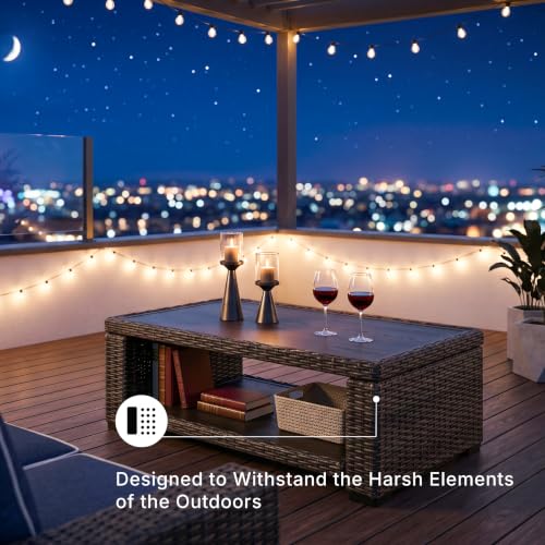 Signature Design by Ashley Grasson Lane Outdoor Wicker Cocktail Table with Aluminum Frame, Brown - image 4