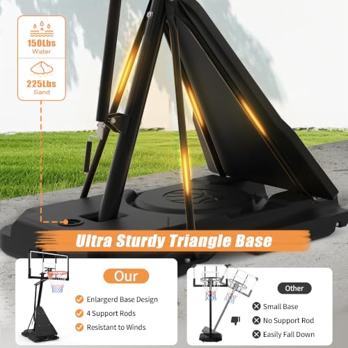 Image of PIZZELLO Basketball Hoop Outdoor 44 /52 Inch Shatterproof PC Backboard, 4.36-10FT Stepless Adjustable Height, Portable Basketball Hoop for Kids /Teens /Adults in Backyard, Driveway and Indoor