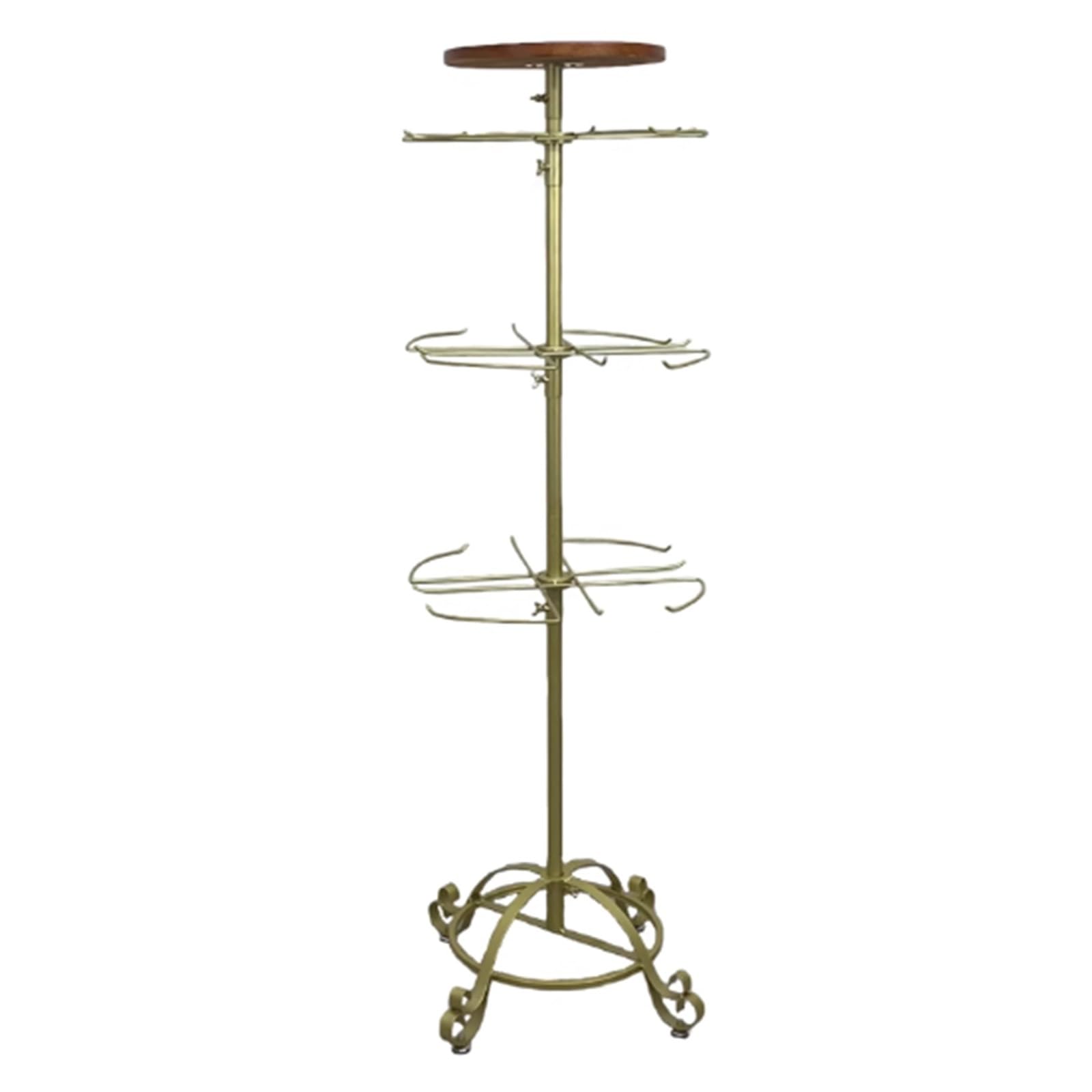 Verkaufsständer aus Eisen, drehbares Sockenregal, für Ohrringe, Schlüsselanhänger, Schmuck, Veranstaltungen & Geschäfte, 3-stöckiges Regal für Bekleidungsgeschäfte, 53 x 19,6 Zoll (Gold)