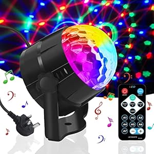 Disco Light, Jsdoin Sound Activated Party Light with Remote Control, Disco Ball Lights for Kids Halloween Xmas Birthday…