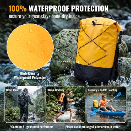 Mochila Bolsa Seca Impermeable 20L para Hombre y Mujer, Mochila con Cierre Roll Top miniatura 4