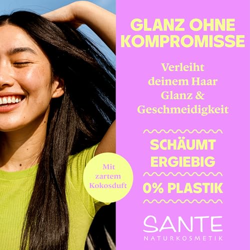SANTE Naturkosmetik Festes Shampoo für glanzloses und normales Haar, Vegane Formel mit Bio-Birkenblatt und pflanzlichem Protein, Festes Glanz Pflege-Shampoo, 1 x 60 g