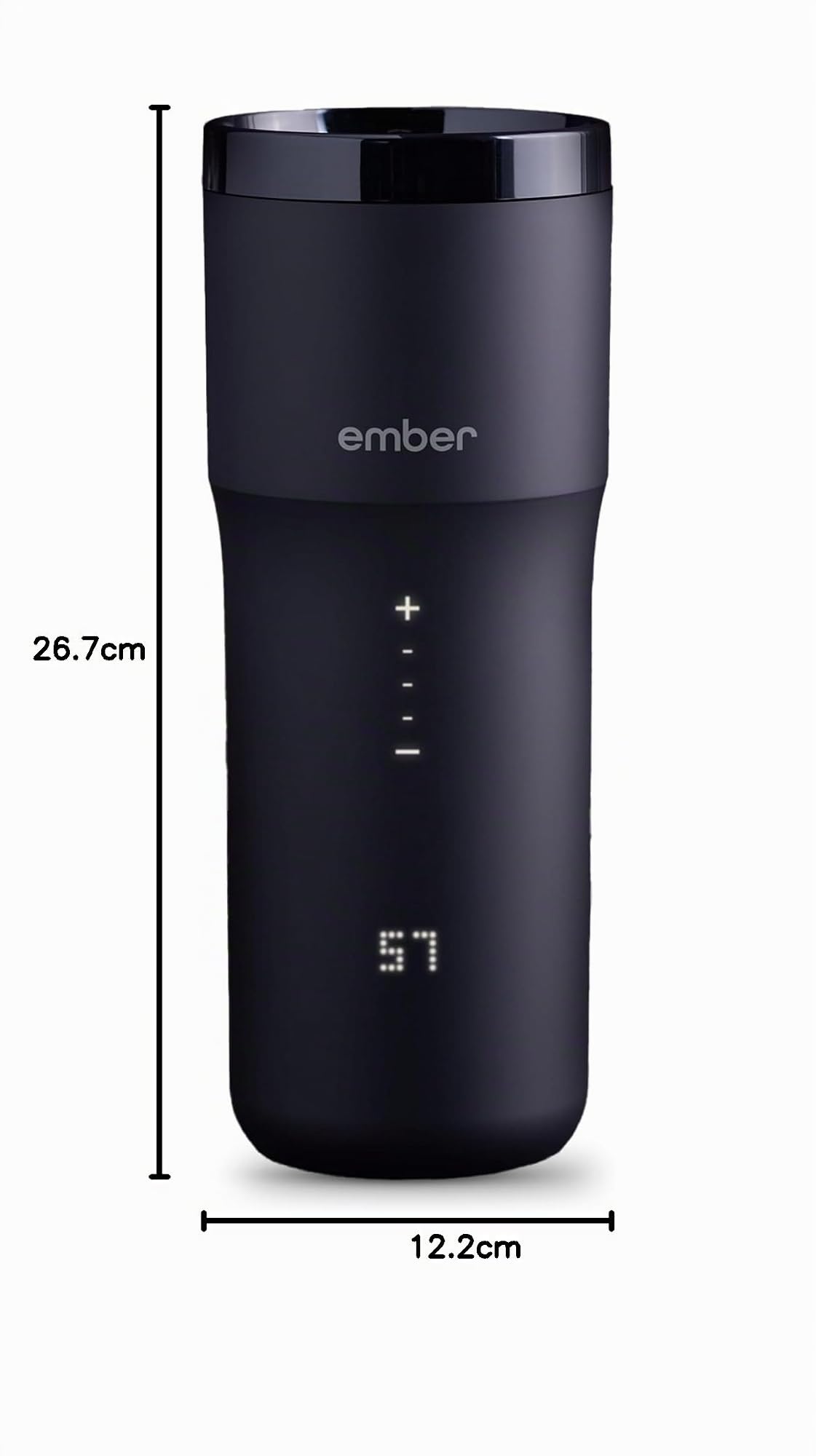 Taza de viaje inteligente Ember 2+ con control de temperatura y Apple Find My: 355 ml, con control por aplicación y tapa antifugas, para la mayoría de portavasos, batería recargable de 3 h de duración