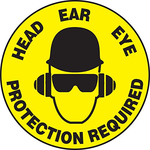 Signalétique de sol ronde protection tête yeux oreilles requise