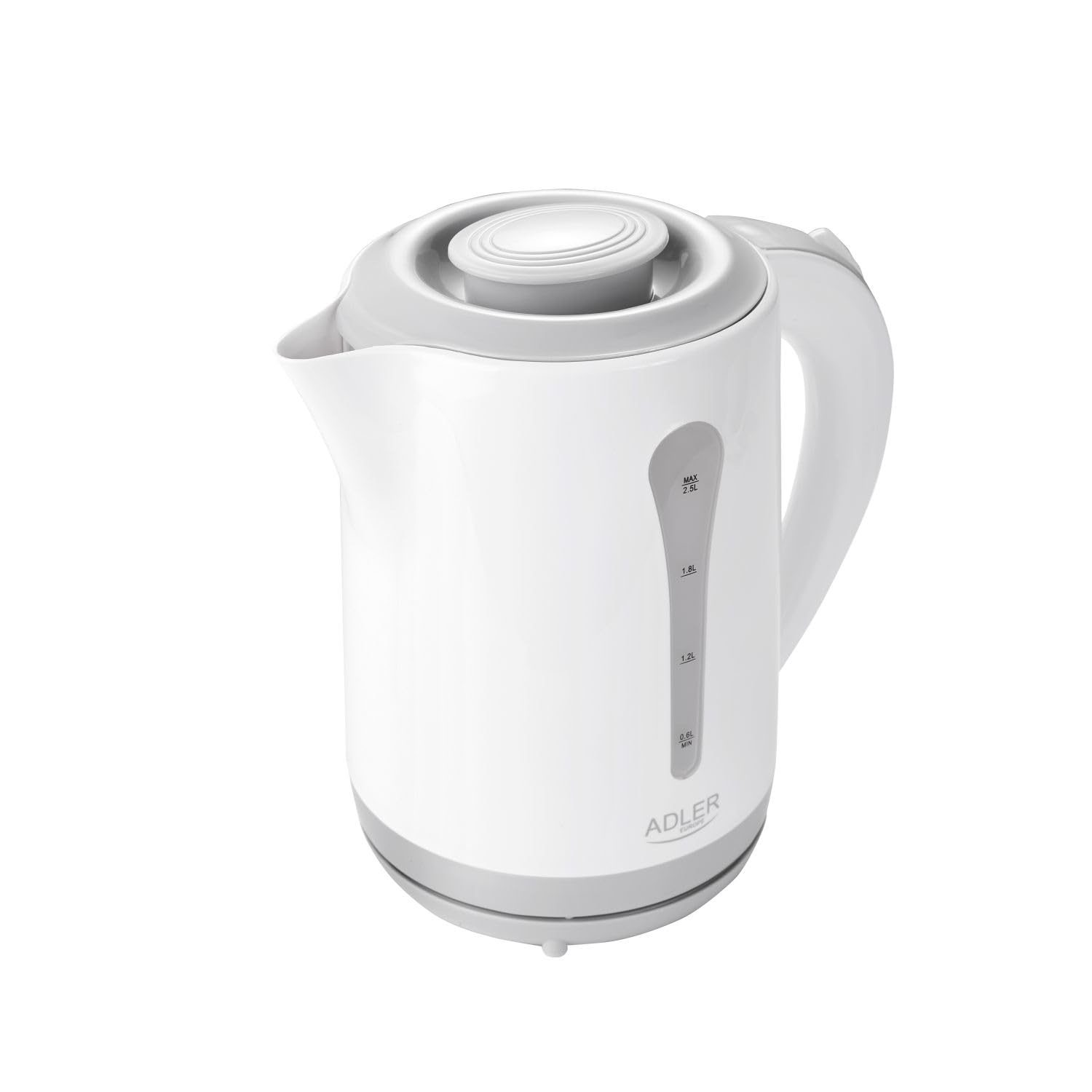 Adler AD 1244 Bollitore elettrico 2.5 L, Bianco / Grigio