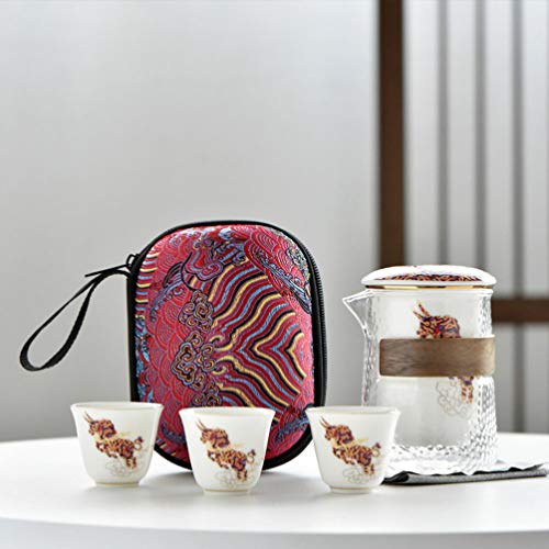 CLISPEED Bule de Vidro Com Infusor Cerâmica 4Pcs Copos de Cerâmica Bule de Chá Chaleira Fogão Seguro