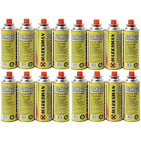 Butane Gas Canisters Camping Gas for Camping Stove, Blowtorch, BBQ, Gas Weed Burner Gas Canister Gas Cartridge Gas Cylinders Refill Tins Bottle EN417 220g (Pack of 16 Can 220g) Cover