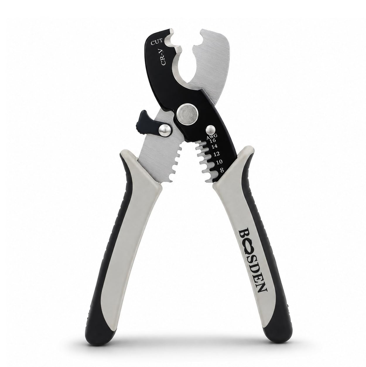 BOOSDEN Coax Cable Cutter 8 Inch Wire Cutters with Stripper Heavy Duty | Coaxial Cable Cutting Plier Low Voltage AWG Spring Loaded for Electrical Aluminum Copper Wire, Communications Fiber Cable