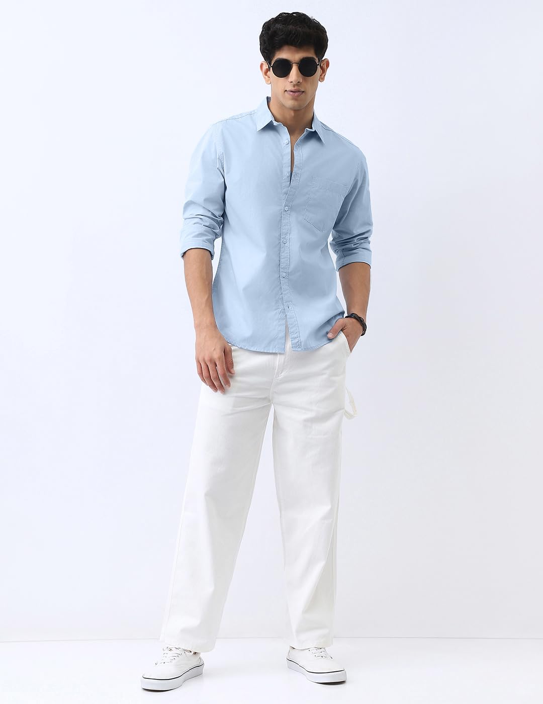Urbano Fashion Men's Light Blue Cotton Full Sleeve Regular Fit Casual Solid Shirt (shirtsolreg-02-lblue-m) 3