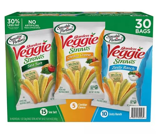 Generic Sensible Portions Garden Veggie Snack Straws Shape Chips Variety Pack, 30 Count