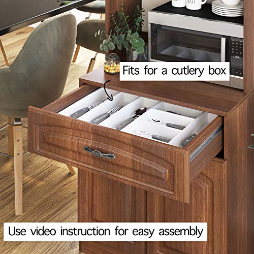 Living Skog Kitchen Storage Cabinet–Kitchen Cabinet with Storage Shelves and Microwave Stand–Pantry Cabinet-Kitchen China Cabinet–Kitchen and Pantry Hutch Cabinet (Dark Cherry)
