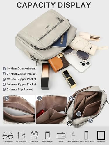 Image of Small Leather Crossbody Bags for Women Anti theft Purses and Handbag Shoulder Hangbag with Wide Strap Tassel
