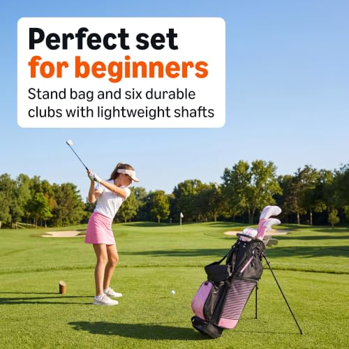 Image of Amazon Basics Golf Club Set, 6- Piece with Stand Bag, Oversized Clubface, Low Center of Gravity
