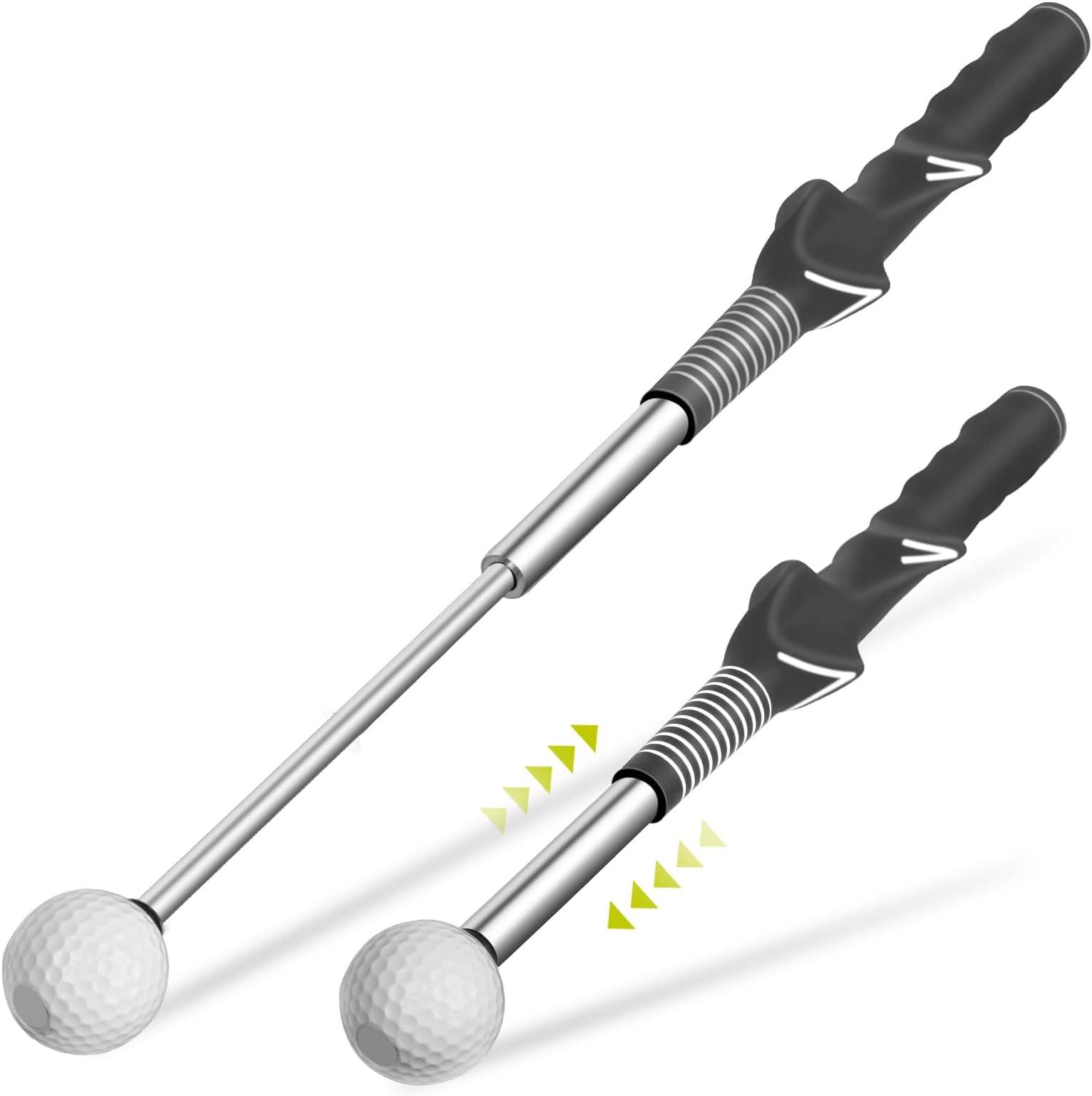 Retractable Golf Swing Aid for Golf Speed Training, Rhythm Click Golf Swing Trainer for Indoor Golf Practice & Outdoor Warm Up, Right-Handed Golf Grip Trainer for Improving Hitting Strength & Tempo