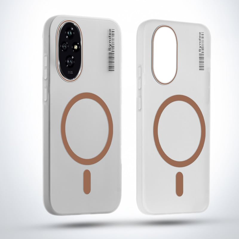 Image of Mr. Case Back Cover for Honor 200 5G Elegant Frosted White Translucent Back | Only Compatible with Wireless Magnetic Accessories | Anti-Scratch Shockproof Phone Case - Brown