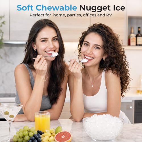 Image of Antarctic Star Nugget Ice Maker Countertop, 33 lbs /24H, Automatic Ice Dispenser, Self-Cleaning Pebble Sonic Ice Machine, 1.8L Water Tank, One-Click & Motion Sensor Light, for Home /Office /Kitchen