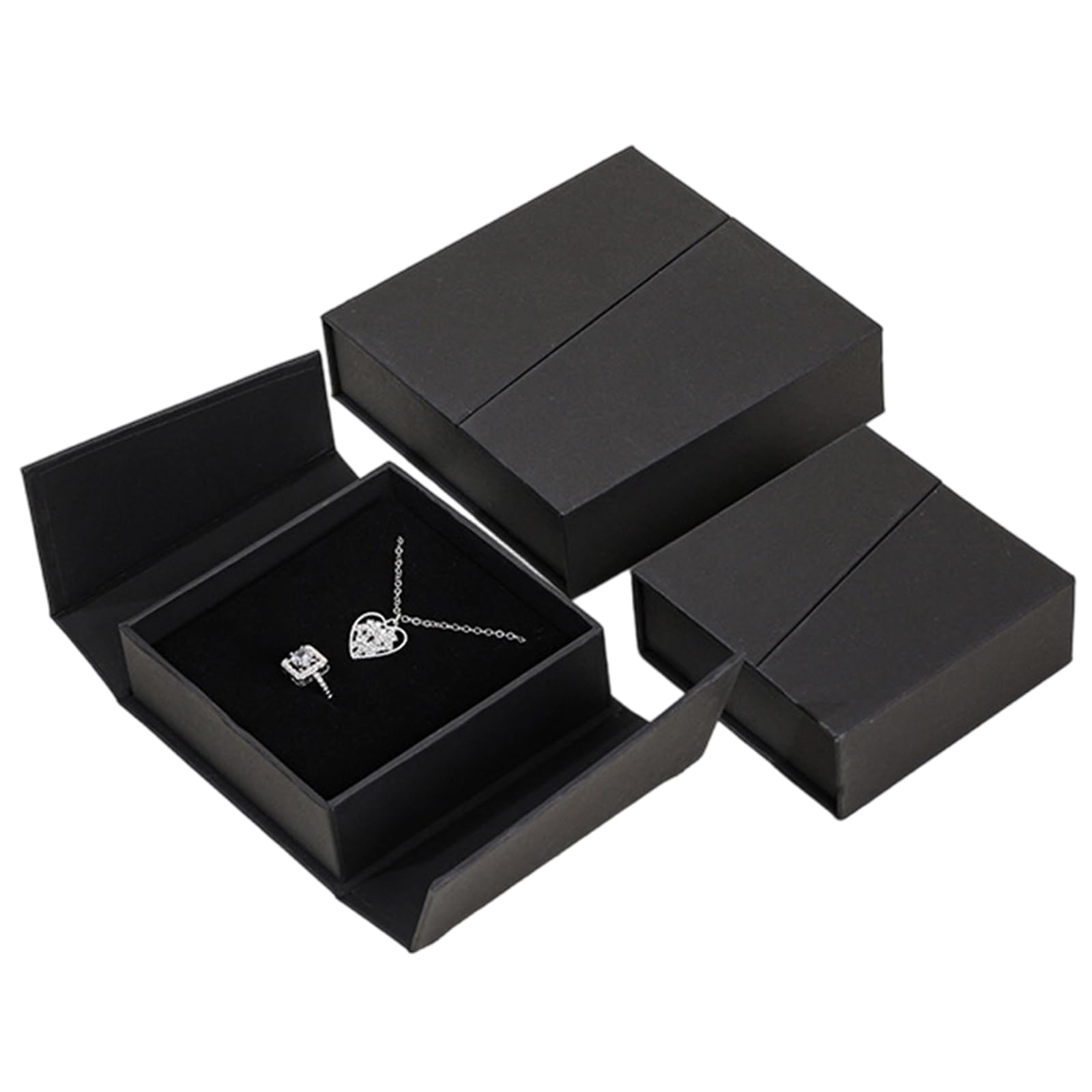 Linvimia Flipped Lid Closure Jewelry Box for Travel Use Necklace Rings Earrings Storage Organiser for Accessories Paperboard Box