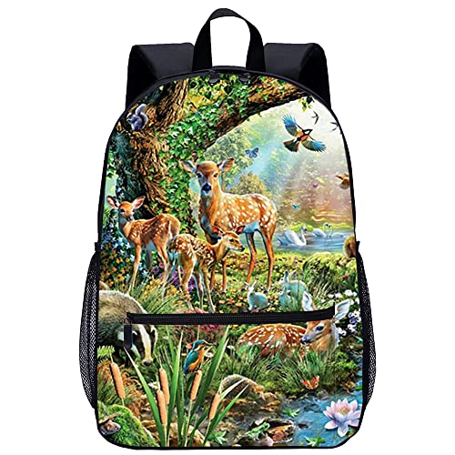 Mochila escolar de ciervo unisex para adolescentes y viaje de 45x30x15cm