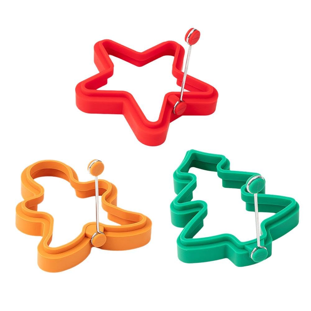 Silicone Pancake Mold Set - Christmas Pancake Molds for Fun Shapes - Grinch, Tree & Gingerbread & Nonstick Man E Christmas -