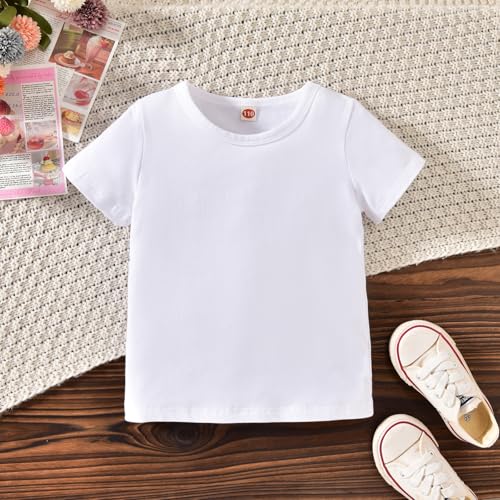 Image of HINTINA Toddler Girl Overall Shorts Set Adjustable Loose Jumpsuit Short Sleeve T-shirt Vacation Summer Outfits with Pockets