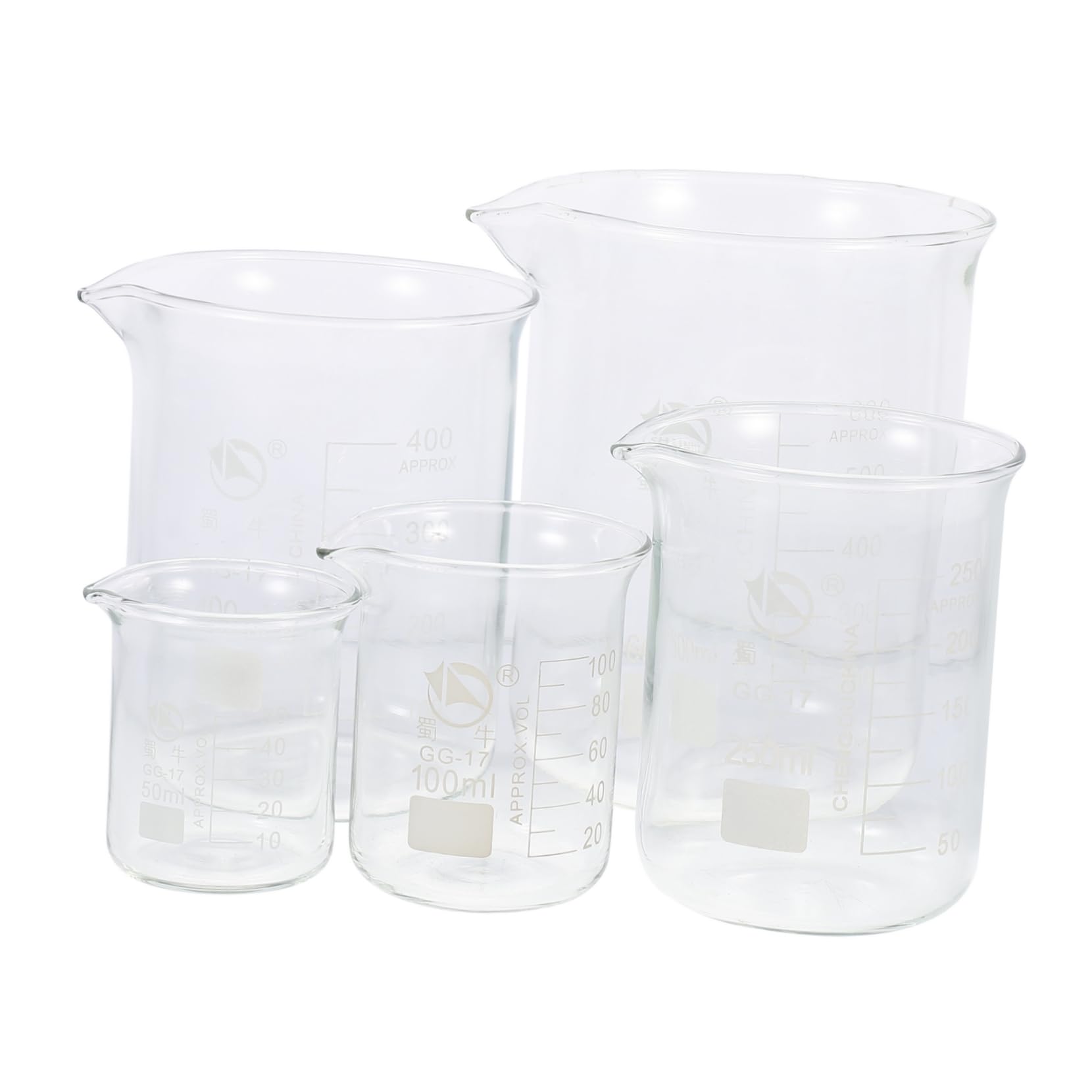 Unomor High-temperature Resistant 5pcs Graduated Beakers Measuring Cups Science