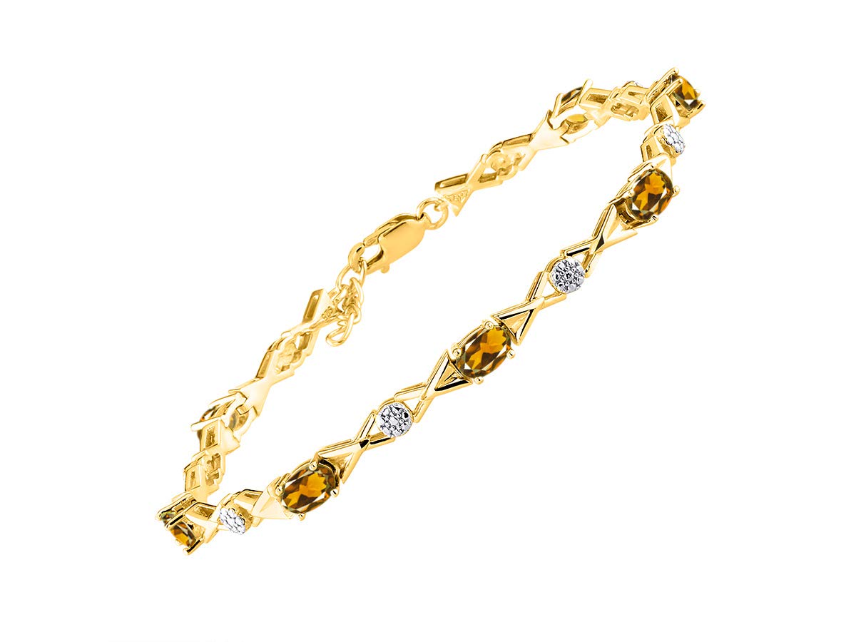 Rylos Bracelets for Women Yellow Gold Plated Silver XOXO Hugs &amp; Kisses Tennis Bracelet Gemstone &amp; Genuine Diamonds Adjustable Fit 7"-8" Wrist, 10 Gorgeous 6X4MM Jewelry for Women Friendship Bracelets