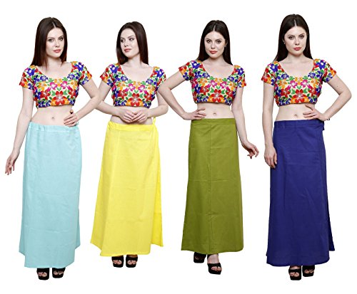 Image of Pistaa's combo of Women's Cotton Best Plain Solid Indian Readymade Inskirt Saree petticoats