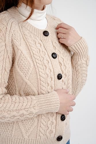 SAOL Irish Ladies Wool Cardigan Sweater Cable Knit Made in Ireland4