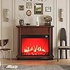 Electric Fireplace with Mantel, Farmhouse Electric Fireplaces TV Stand, Cherry Fireplace Entertainment Center with 23 inch Heater and Removable Roller for Living Room, Bedroom #4