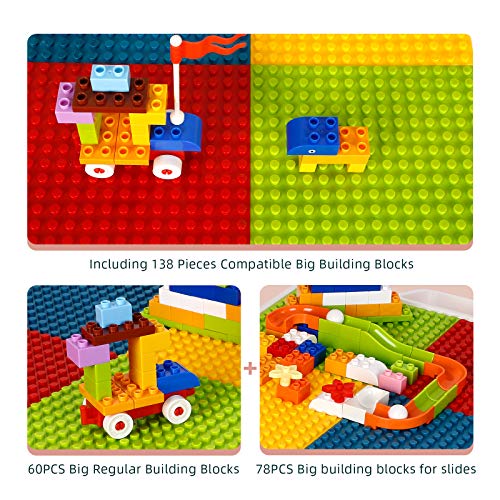 image for Kids 7-in-1 Multi Activity Table Set - amzdeal 138 Pieces Large Buildi