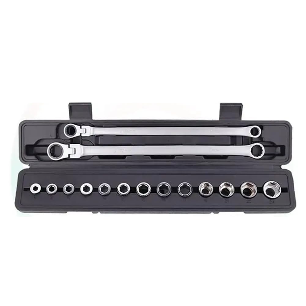 UDSKNV[KSL Adjustable Ratchet Wrench Kit 15PCS Labor-Saving Torque Spanner Socket Set for Car Repair Hand Tools Adjustable Head